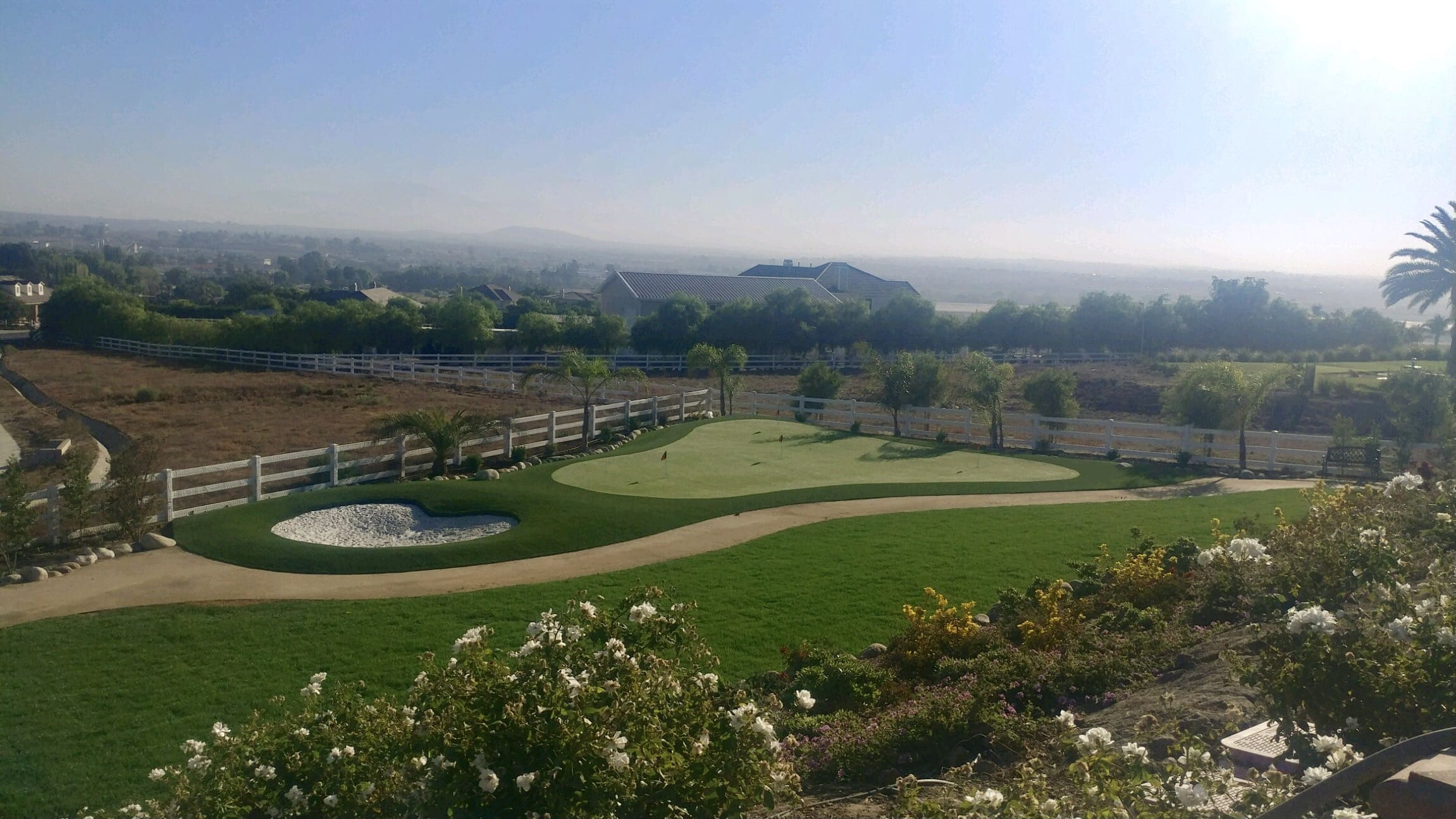 Temecula CA Wine Country Golf Green with Sand Bunker by ProLawn
