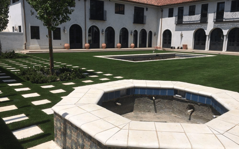 artificial grass with pavers